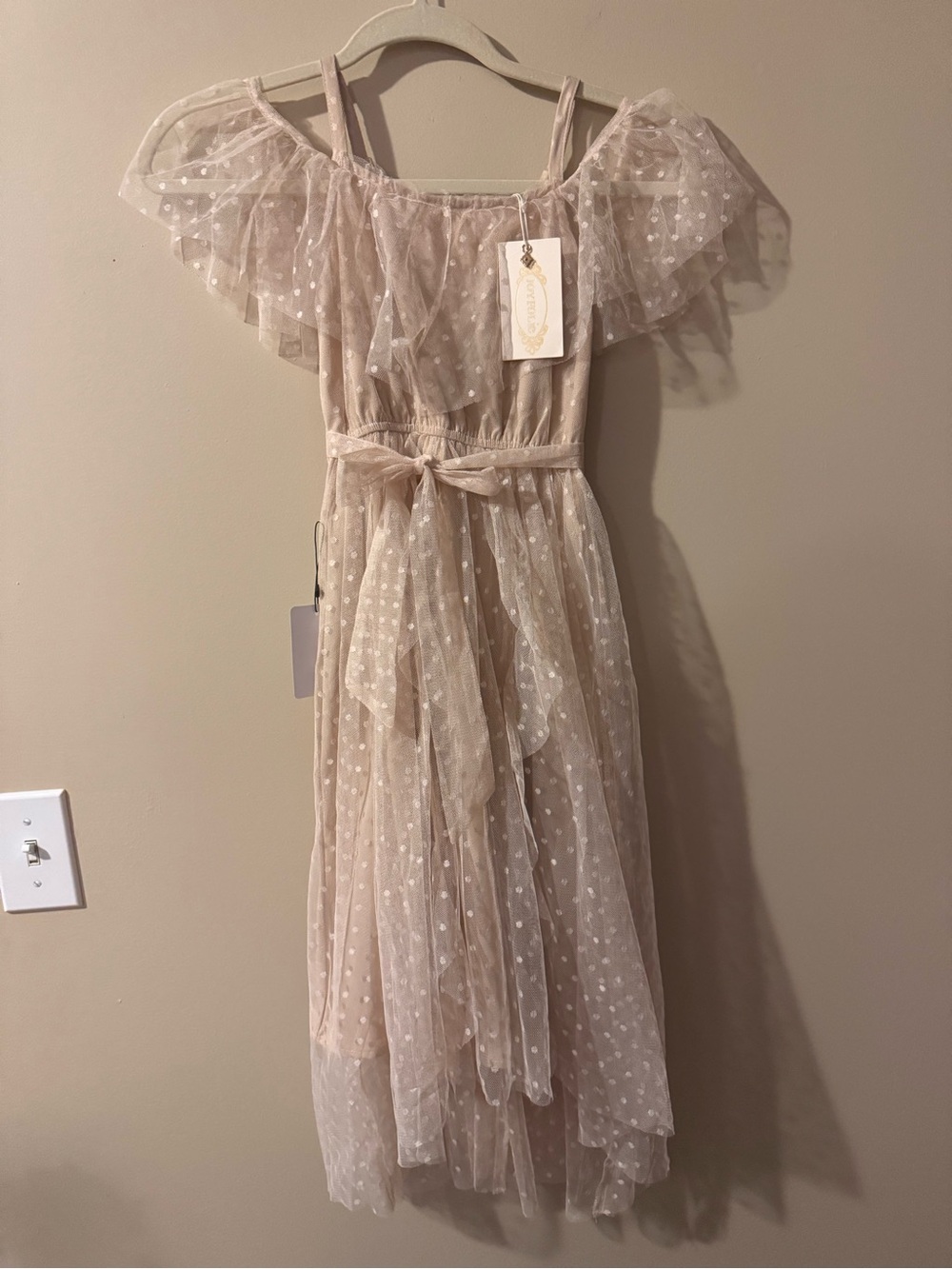 NWT Joyfolie Girls' Lauryl Cold-Shoulder Tulle Dress with Belt - size 7 - Picture 4 of 8